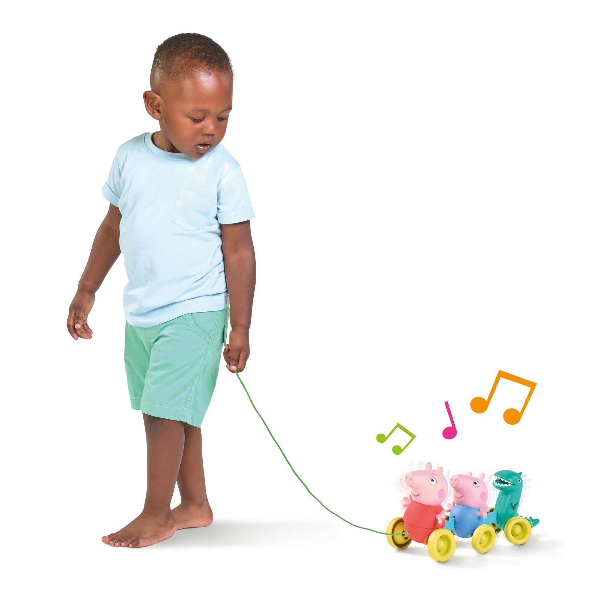 Toomies Peppa Pig Pull Along Toy - Peppa Pig Toys with Music and Wheels - Baby and Toddler Push Toys with Wibble Wobble Action -