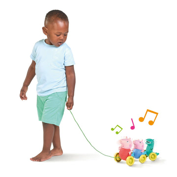 Toomies Peppa Pig Pull Along Toy - Peppa Pig Toys with Music and Wheels - Baby and Toddler Push Toys with Wibble Wobble Action -