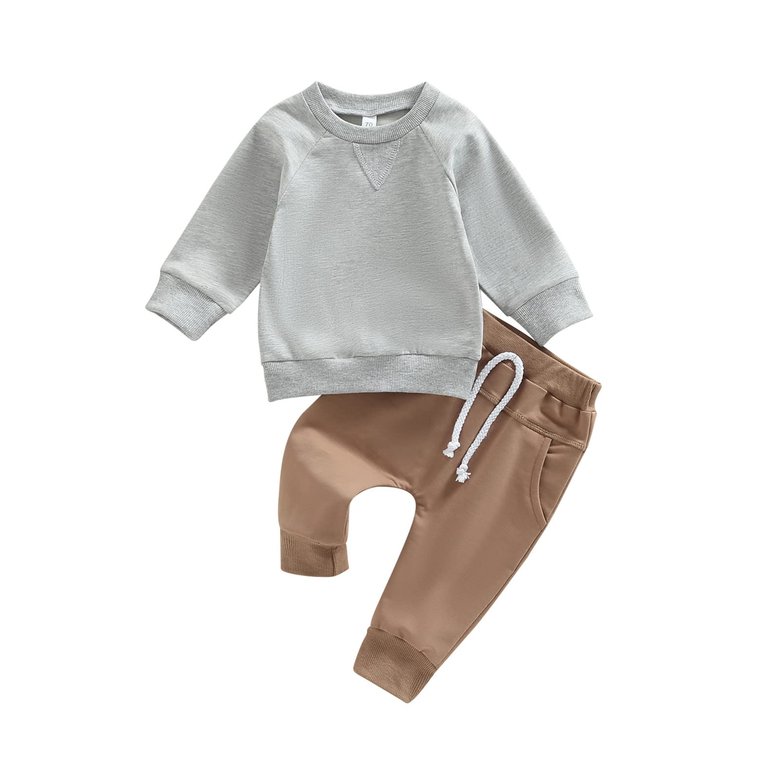 Toddler Baby Boy Clothes Set Solid Color Long Sleeve Crewneck Sweatshirt Top Cas WBBAPB0BMQ6SXNP