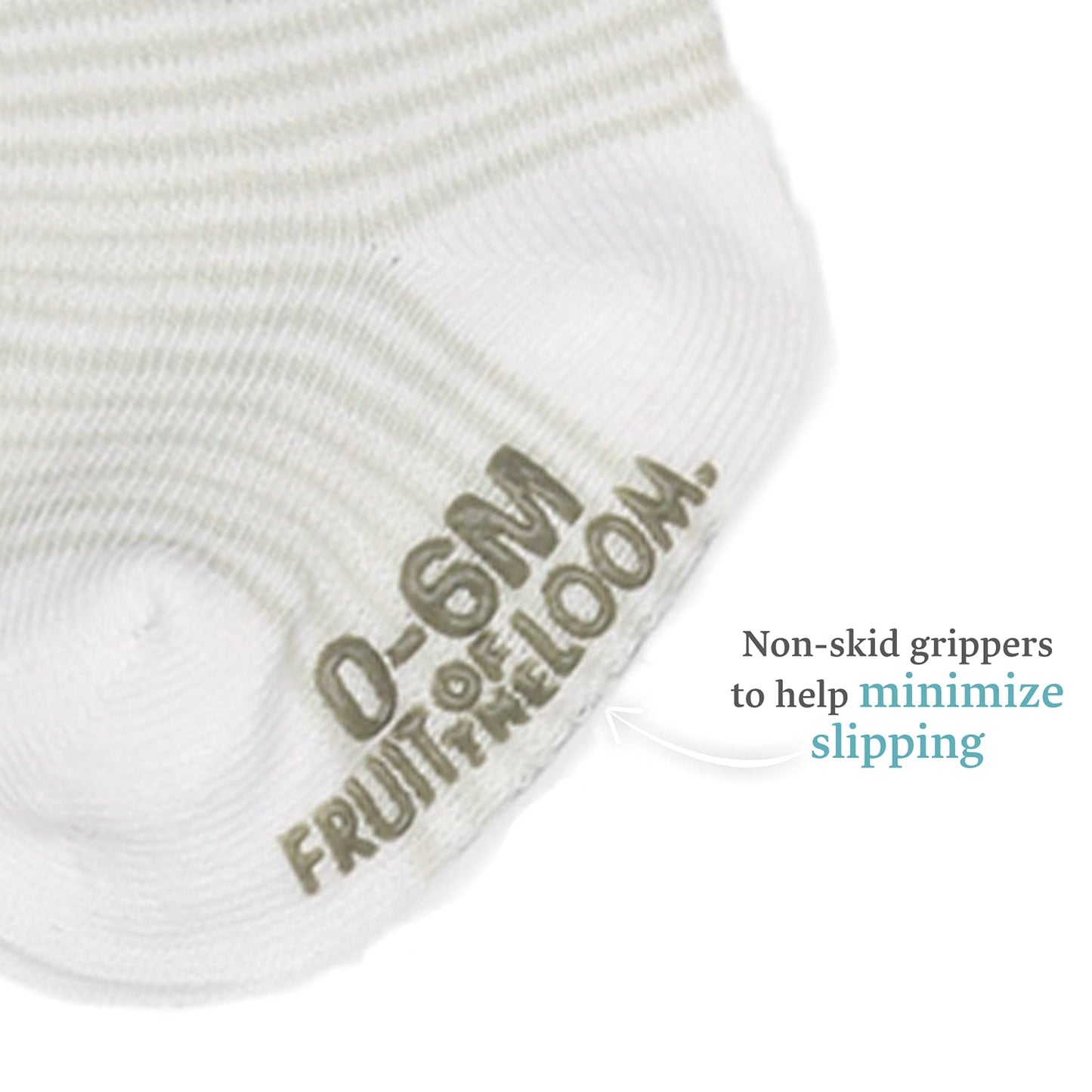 Fruit Of The Loom Baby 14-Pack Grow & Fit Flex Zones Cotton Stretch Socks - Unisex, Girls, Boys (12-24 Months, Grey Stripe)