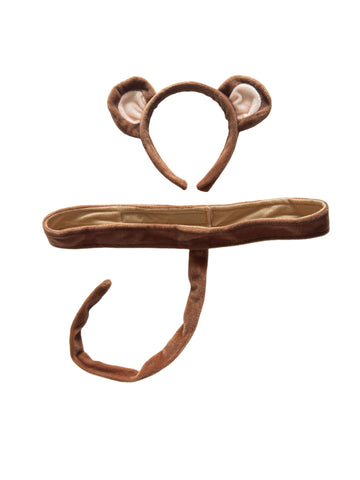 Making Believe Kids Plush Monkey Headband Ears & Tail Jungle Safari Dressup Costume Set