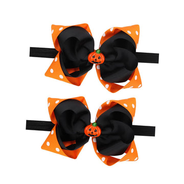 WEKAMOS 2pcs Halloween Headbands Elastic Hairbands Soft Party Hair Accessories for Newborns with Bow Design Comfortable for Phot