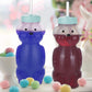 Honey Bear Straw Cups, Juice Bear Bottle Drinking Cup Long Straws With 4 Flexible Straws & Cleaning Tools, 8-Ounce Therapy Sippy