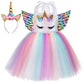 Shinyou Girls Unicorn Costume Dress Up Led Light Up Unicorn Tutu Birthday Outfit For Halloween Birthday Gift (Rainbow, 5-6Y)