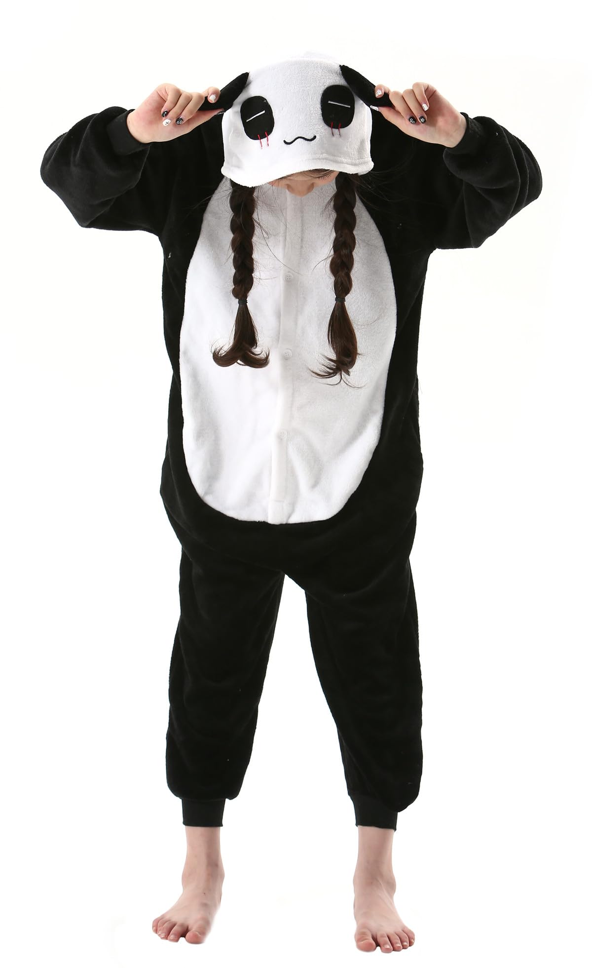 CuteOn Panda Onesie Kids Animal Pajamas for Boys Girls Halloween Christmas Costume Height for 140cm