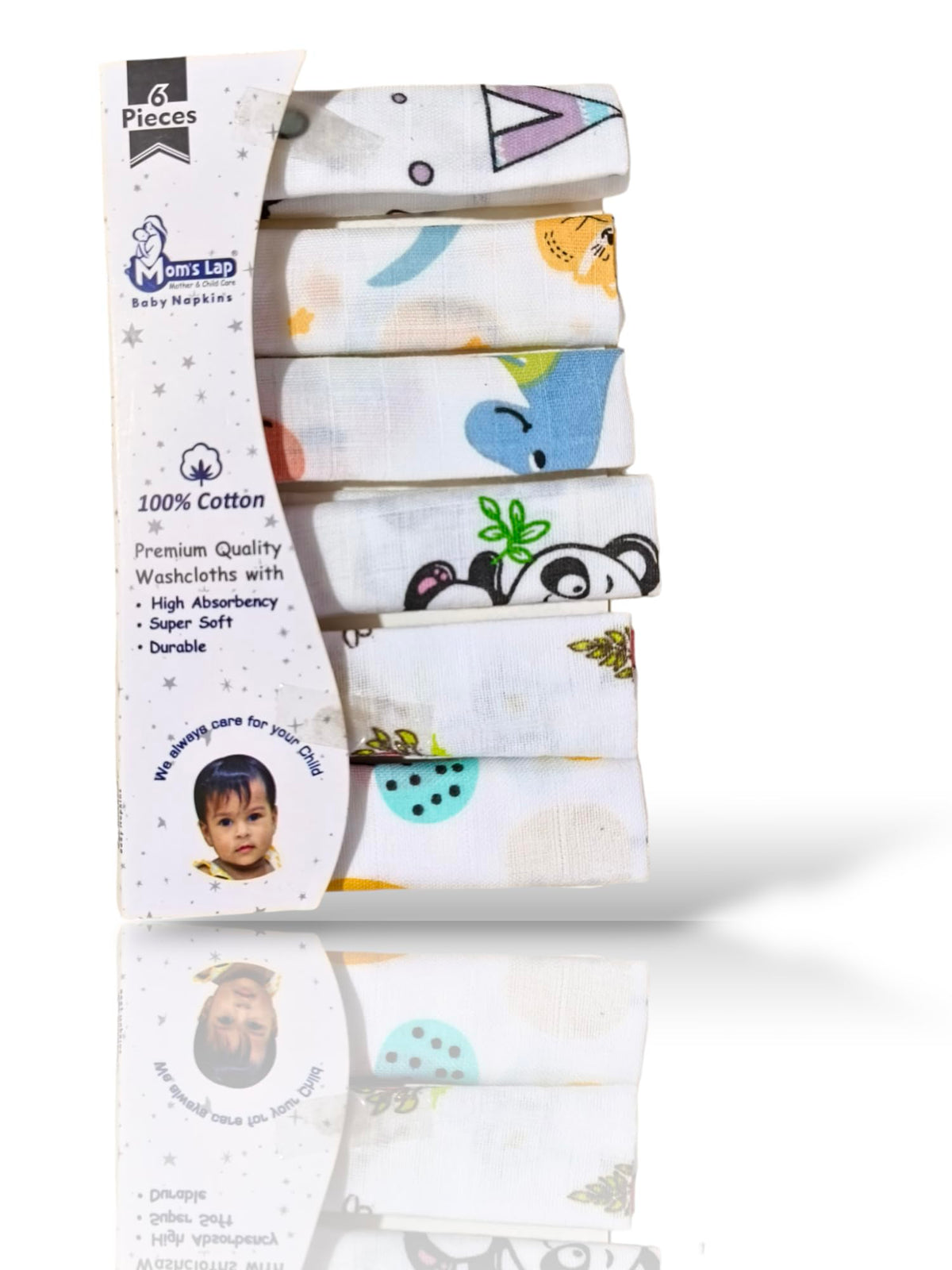 Moms Lap Muslin Cotton Face Towels For Newborn Baby Napkin Extra Soft Hankies (Pack Of 6)