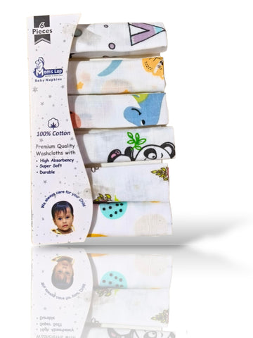 Moms Lap Muslin Cotton Face Towels For Newborn Baby Napkin Extra Soft Hankies (Pack Of 6)