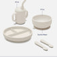 Lalo First Bites Silicone Baby Feeding Set - Baby Led Weaning Supplies - Non-Toxic Silicone - Includes 2 Bibs, 2 Spoons, Trainin