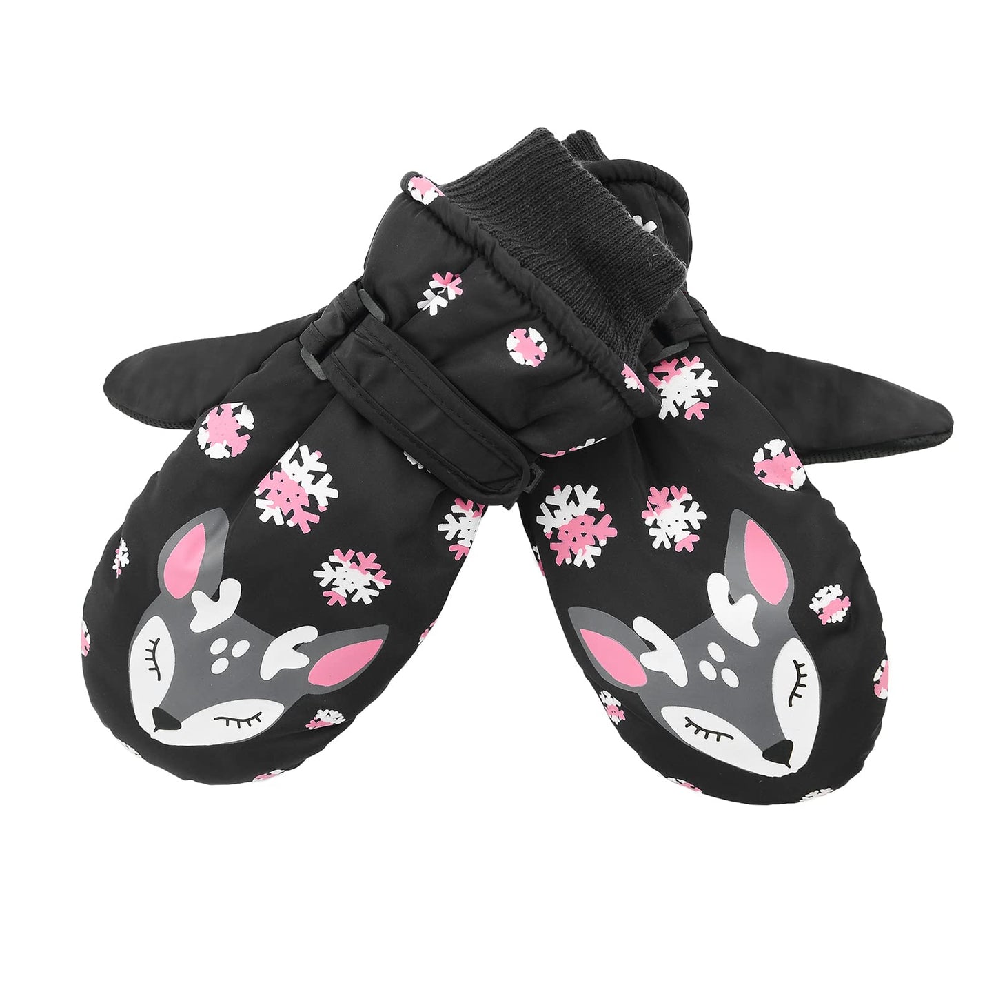 American Trends Kids Snow Gloves For Toddler Winter Mittens Warm Ski Boy Girl Kids Mittens Gloves Black Fox S