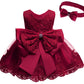 Nssmwttc Baby Girl Ball Gown Dress Infant Birthday Party Christmas New Year Dresses Toddler Christmas (Burgundy,6M)