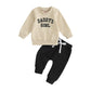 Baby Girl Clothes Daddy Mama Saying Outfits Long Sleeve Fall Winter Infant Toddler Sweatshirt Top Pants Set (Apricot, 0-6 Months
