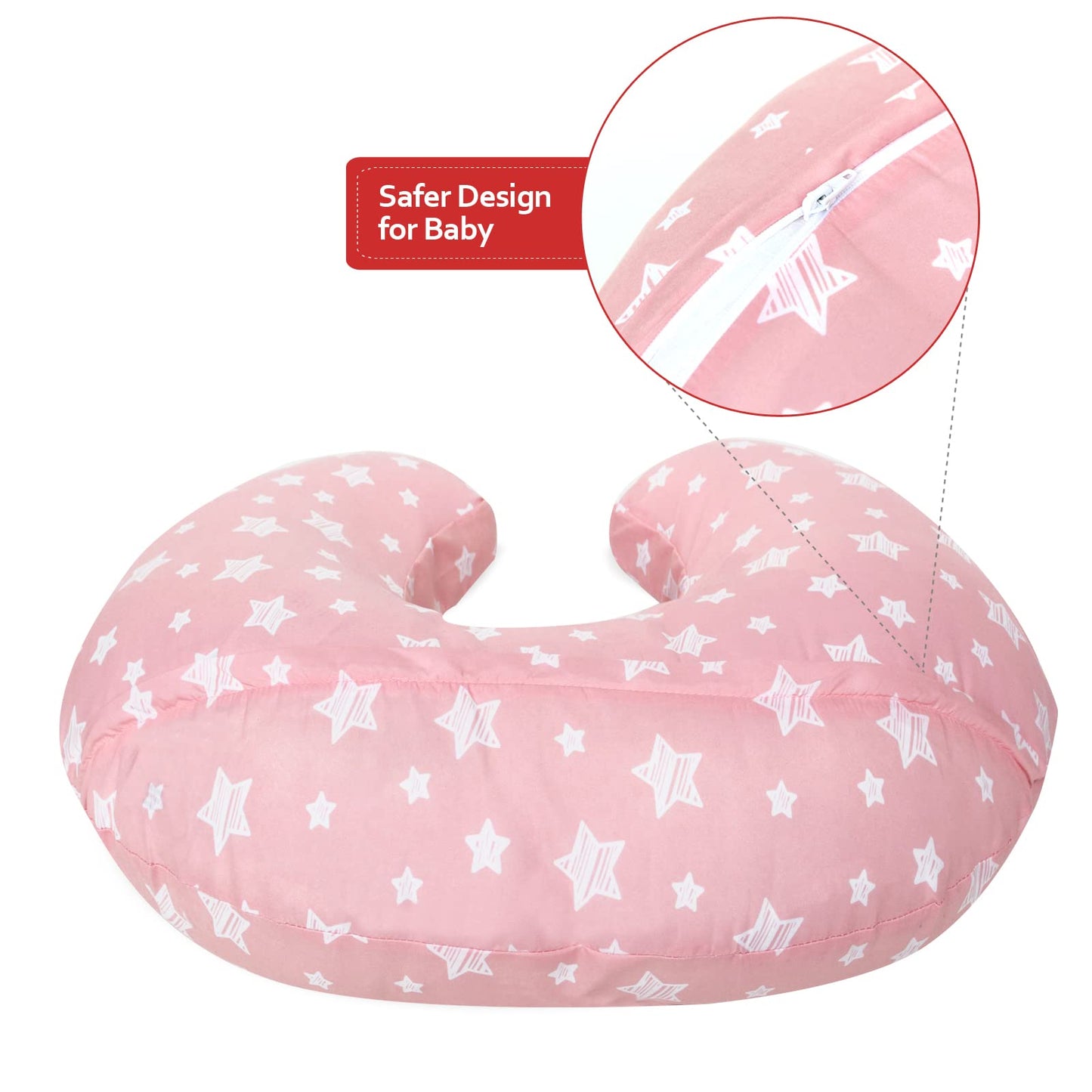 Nursing Pillow Cover Pink With Star Print For Baby Girls, Snug Fits Boppy Nursing Pillows, Breastfeeding Nursing Pillow Slipcove