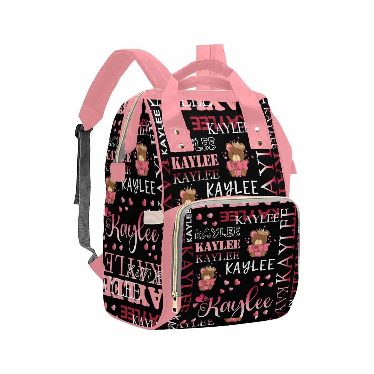 Artsadd Custom Monogrammed Diaper Back Pack With Thermal Pockets, Gradient Red Love Travel Backpack Customized Baby Bags With Na