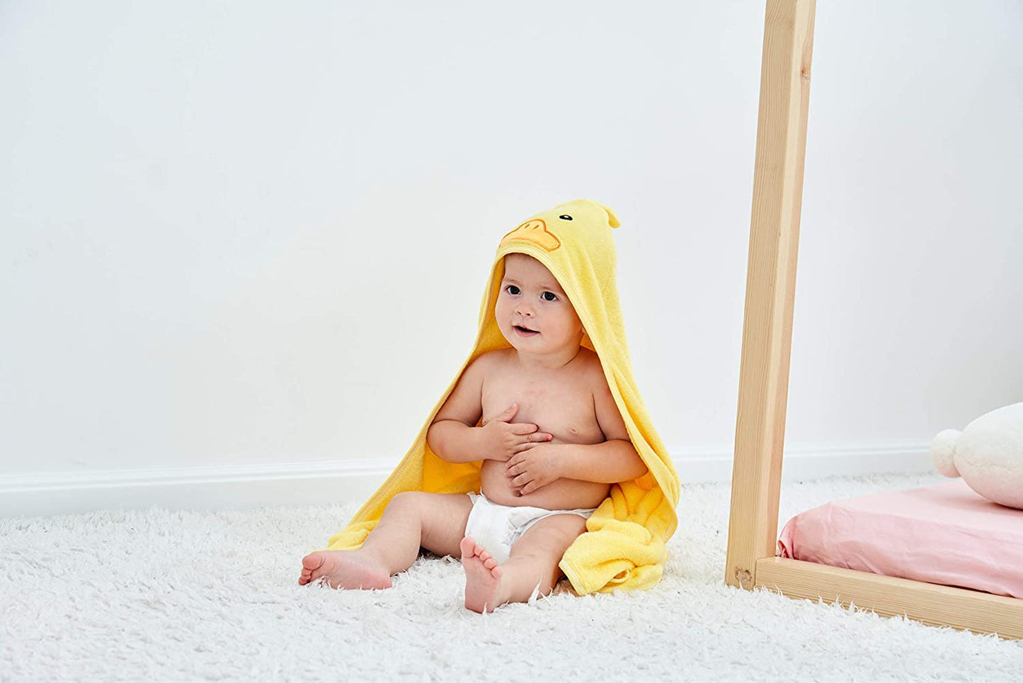 Hiphop Panda Bamboo Hooded Baby Towel - Soft Hooded Bath Towel For Babie, Toddler,Infant, For Boy And Girl - (Yellow Duck, 30 X