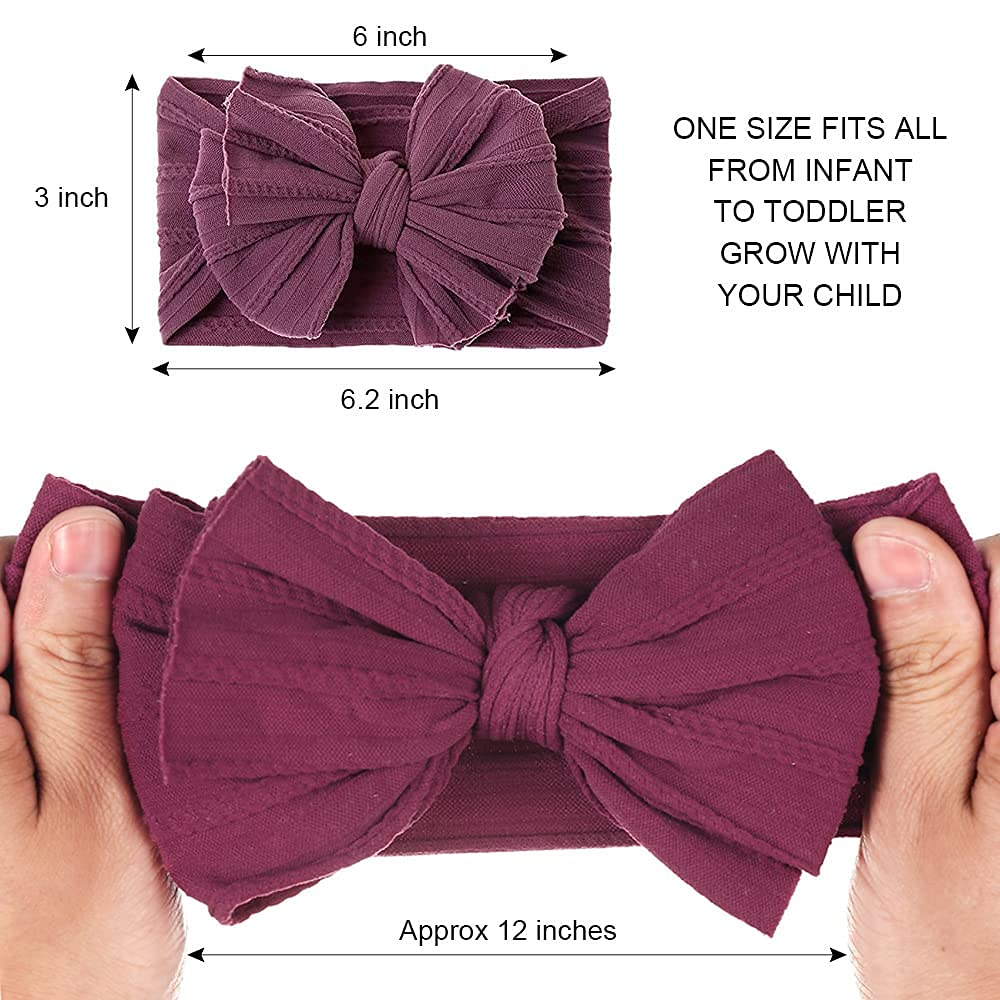 Jiahang Baby Big Hair Bow Head Wrap, Turban Knotted Knitted Headbands, Soft Silk Stretchy Hair Bands 9Pcs For Newborn Infant Tod