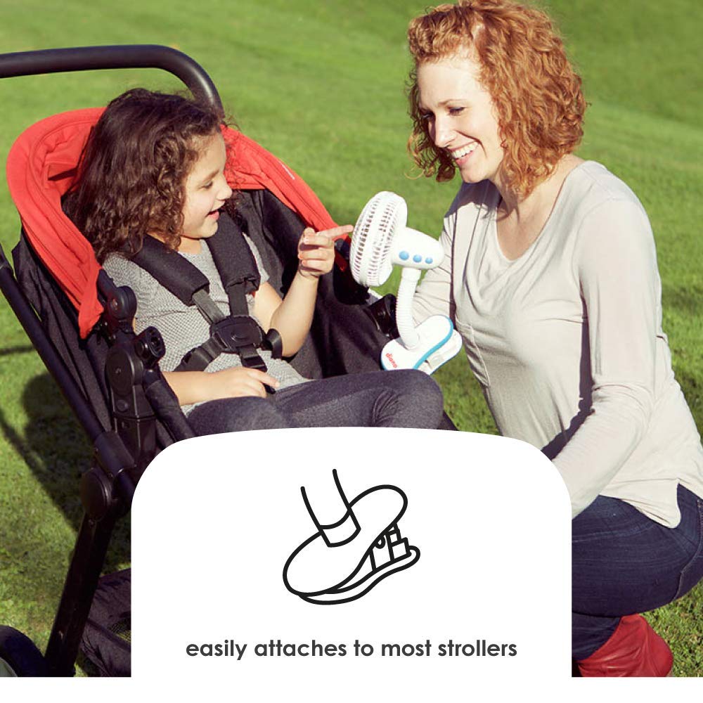Diono Stroller Fan, Clip On Baby Safe Stroller Fan With Flexible Neck For Perfect Angle, Universal Fit With Most Strollers