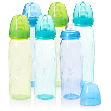 Evenflo Feeding Premium Proflo Vented Plus Polypropylene Baby, Newborn And Infant Bottles - Helps Reduce Colic - Teal/Green/Blue