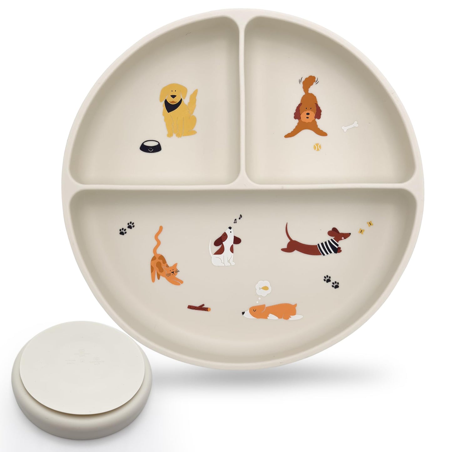 Silicone Suction Plates with Dividers - Grip Plates for Babies 6-12 Months and Toddlers 1-3, Toddler and Baby Dishes, Baby Led W