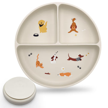 Silicone Suction Plates with Dividers - Grip Plates for Babies 6-12 Months and Toddlers 1-3, Toddler and Baby Dishes, Baby Led W