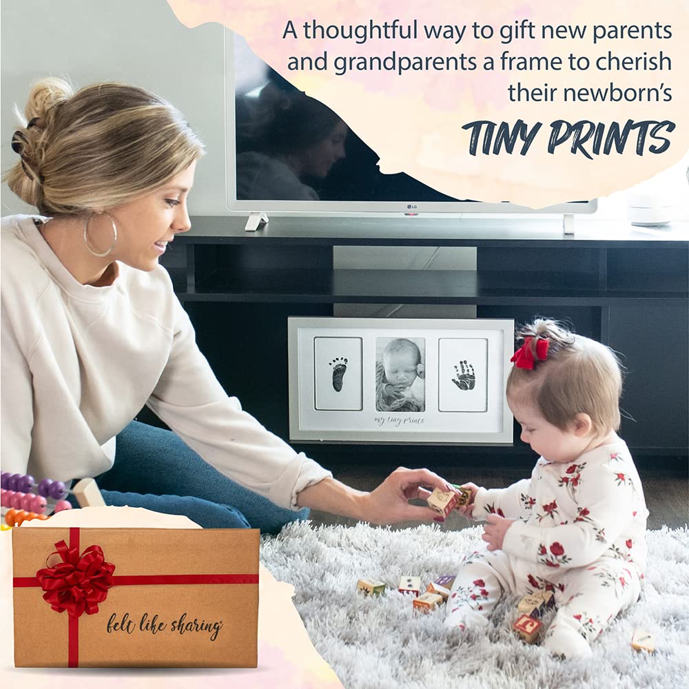 Felt Like Sharing My Tiny Prints Newborn Baby Handprint And Footprint Kit - Keepsake Frame For Baby Girls & Boys - Ideal Baby Sh