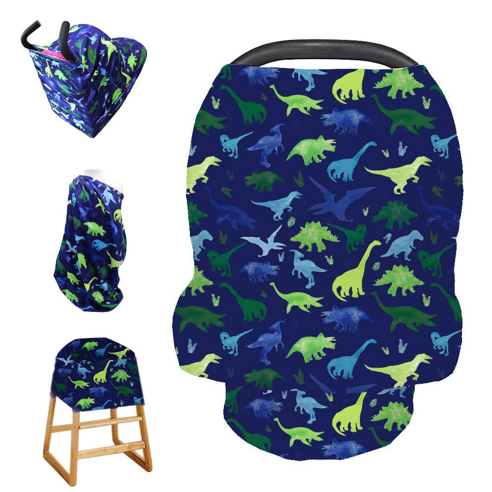 Baby Car Seat Cover, Multi- Use Nursing Cover For Breastfeeding, Carseat Cover Boys, Dinosaur Baby Shower Stuff For Newborn, Sof