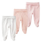 Acestar Newborn Infant Baby Boys Girls 3-Pack Cotton High Waist Footed Pants Casual Leggings With Feet 3-6 Months, Pink And Pink