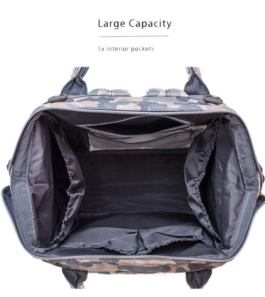 Starte Camo Diaper Bag Backpack, Large Multifunction Waterproof Travel Backpacks For Mom/Dad With Insulated Pockets&Stroller Str