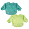 Tiny Twinkle Mess Proof Baby Bib, 2 Pack Long Sleeve Bib Outfit, Waterproof Bibs For Toddlers, Machine Washable, Tug Proof (Rain