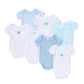 Spasilk 100% Cotton Assorted Short Sleeve Lap Shoulder 7Pack Bodysuit  Boy, Preemie