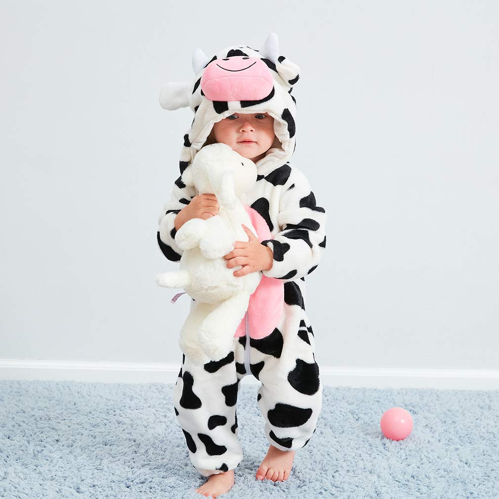 Qzerplay Unisex Kids Baby Cow Halloween Costumes Cartoon Outfit Hooded Homewear 80