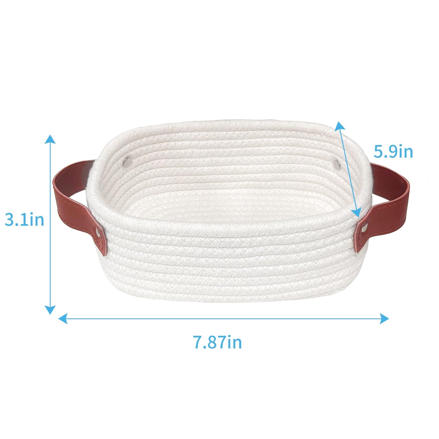 Abenkle Small Storage Basket, Mini White Baby Basket, Cute Tiny Cotton Rope Woven Basket,Shelf Basket, Boho Decorative Toy Dog C