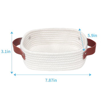 Abenkle Small Storage Basket, Mini White Baby Basket, Cute Tiny Cotton Rope Woven Basket,Shelf Basket, Boho Decorative Toy Dog C