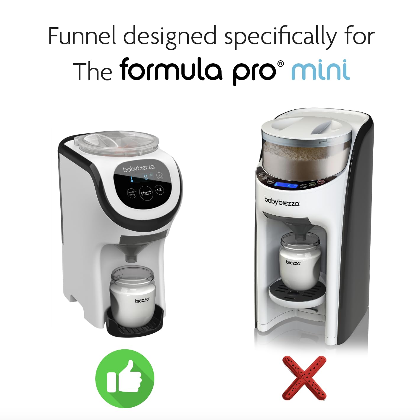 Baby Brezza Formula Pro Mini Replacement Funnel & Cover, Grey