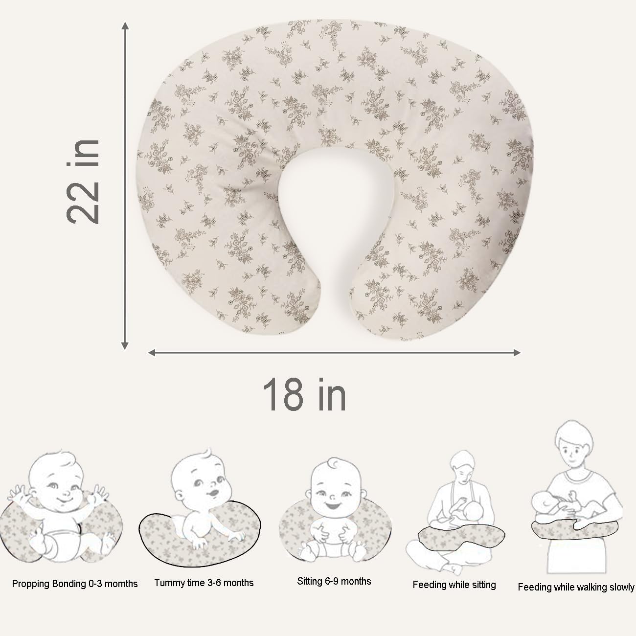 Lethooly Nursing Pillow Cover,2-Pack Removable Cover For Breastfeeding Pillows,Ultra-Soft Baby Nursing Pillow, Fits Newborn Feed