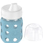 Lifefactory 8-Ounce Wide Neck Glass Baby Bottle With Protective Silicone Sleeve And Hard Sippy Spout, Denim (Lg2221Wde4)