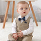 Disaur Baby Boy Formal Outfits Long Sleeve Infant White Shirt Khaki Vest Pants Bow Tie Baby First Halloween Outfit Boy 18 24 Mon