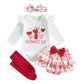 Fybitbo First Valentines Day Baby Girl Outfit Heart Letter Romper Ruffle Tutu Skirt Dress Newborn Infant Girl Clothes Set (White