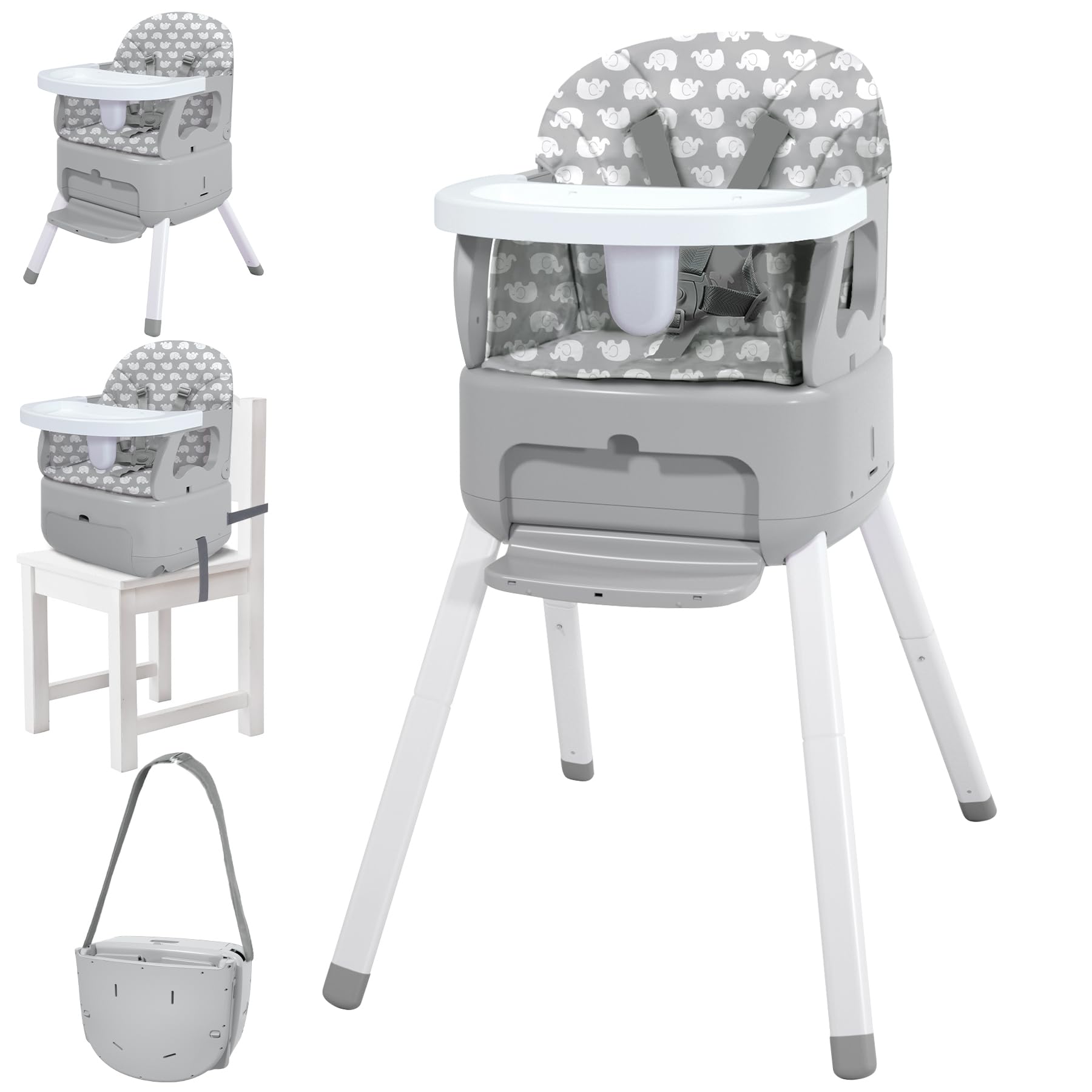 Bosedsang 4 In 1 Portable Baby Highchair Convertible Highchair For Babies And Toddlers - Foldable Carry Small Box, High Chair, I