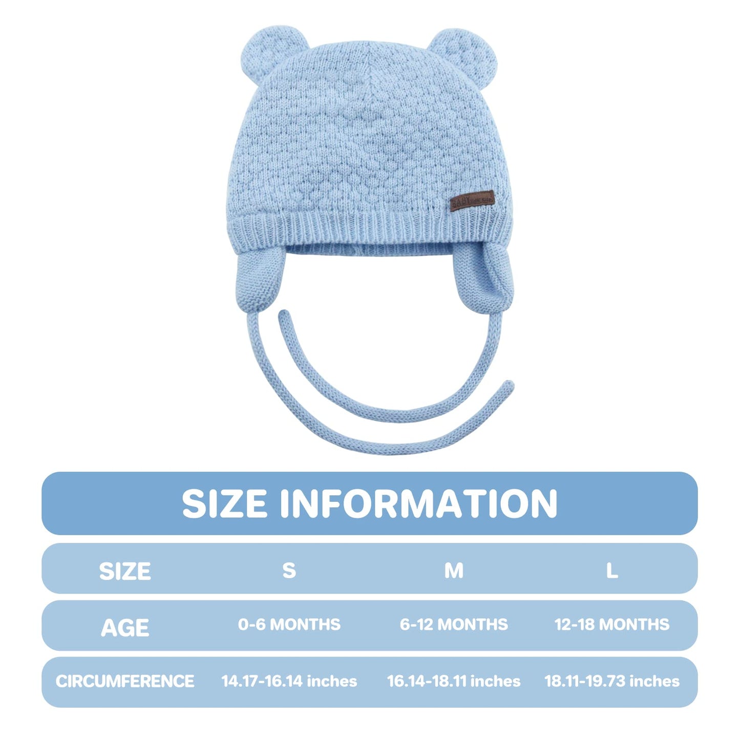 Duoyeree Kids Baby Hat Soft Warm Cable Knit Beanie Toddler Girl Fall Winter Hats(Aqua Blue,6-12 Months)