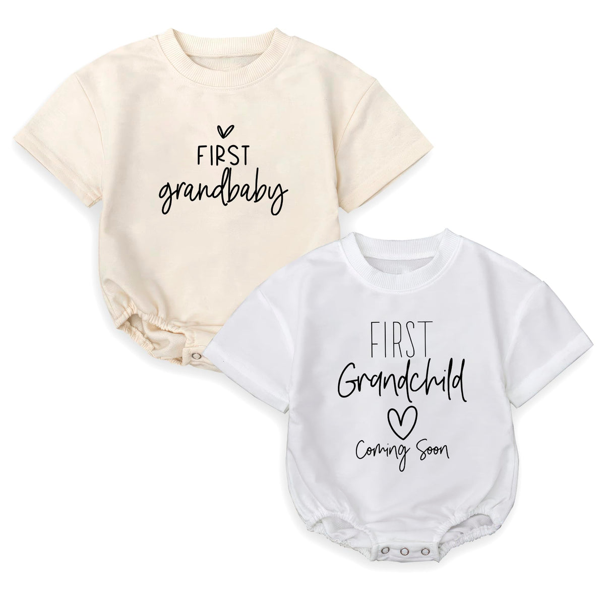 2Pcs First Grandchild Coming Bodysuit  New Baby Reveal Gift For Grandparents  First Grandbaby Romper (Size 03 Months Only), M
