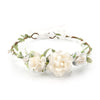 PoshMyra Flower Girl Flower Crown Pink Baby Girls Floral Headpieces Kids Headband Children Hair Wreath Photo Prop (White-Child S