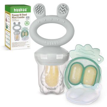 Haakaa Baby Fruit Food Feeder & Mini Freezer Nibble Tray Combo, Breastmilk Popsicle Molds For Baby Cooling Relief, Bpa Free Sili