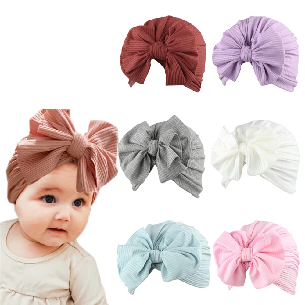 Xyx Baby Girl Toddlers Breathable Cotton Hat Newborn Knotted Hat Cute Donut Soft Turban Bow Knot Cap (Multicolored-3)