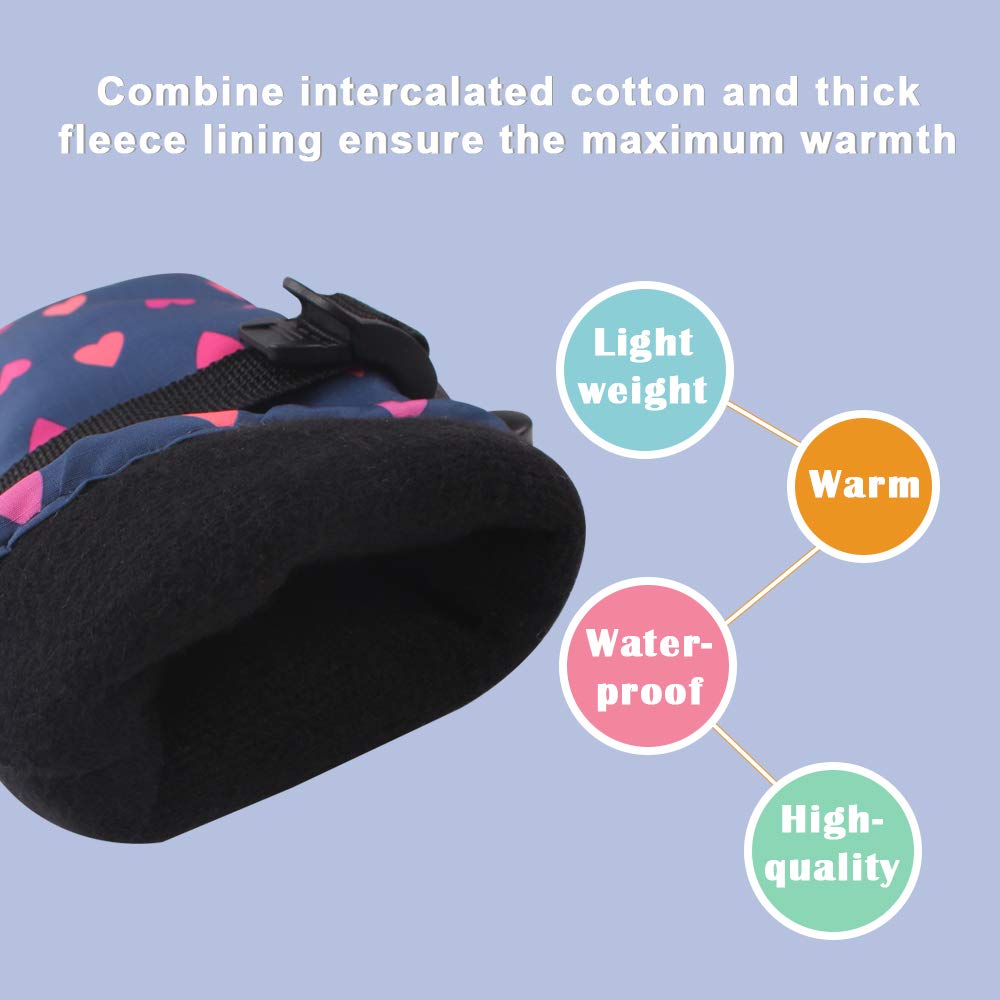 Bavst Winter Kids Waterproof Gloves For Boys Girls Snow Ski Toddler Baby Mittens Outdoor For Infant Teens 1-5T (Sweet Heart, S)