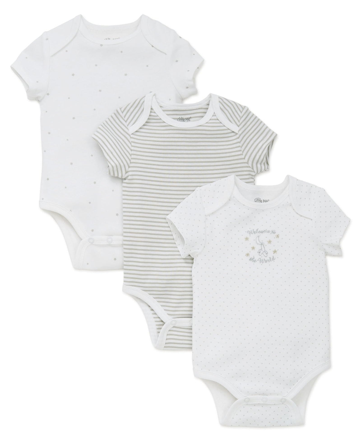 Little Me Baby Infant 3 Pack Bodysuit, White Print, Newborn