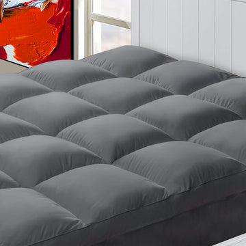 Chopinmoon Extra Thick Twin Mattress Topper, Cooling Mattress Pad Cover, Plush Quilted Pillow Top With Overfilled 4D Spiral Fibe