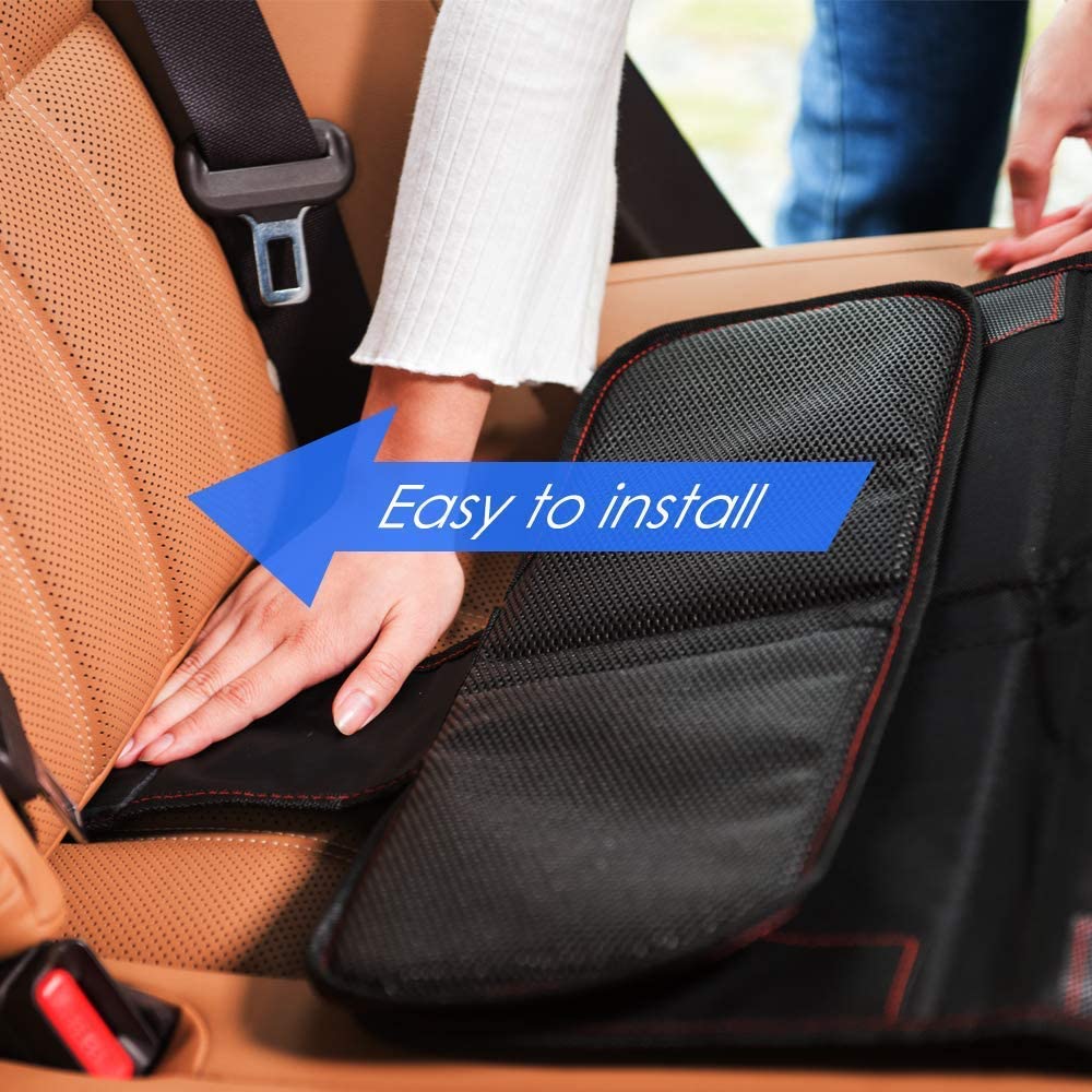 Funbliss Car Seat Protector For Child Car Seat - Auto Seat Cover Mat For Under Carseat With Thickest Padding To Protect Leather