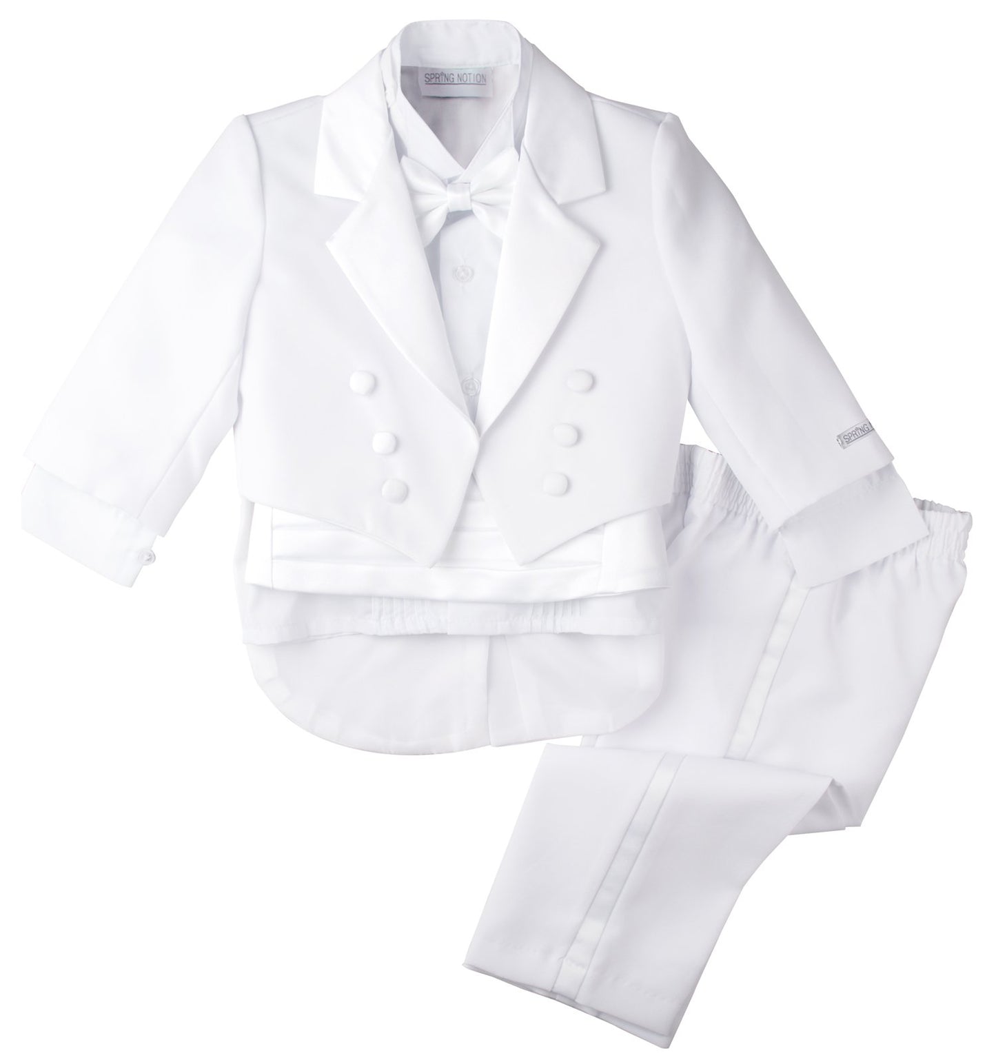 Spring Notion Baby Boys' White Classic Tuxedo With Tail Large /12-18 Months