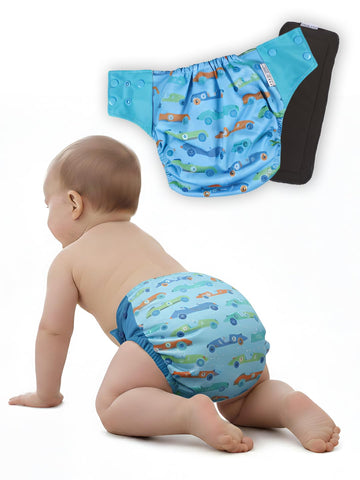 Polka Tots Reusable Cloth Diapers For Babies | Adjustable LeakProof Cotton Nappies | High Absorbent & Washable Diaper With Leak