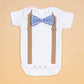 Newborn Boy Coming Home Outfit. Navy & Brown Bow Tie And Suspender Take Home Set (Newborn Long Sleeve)